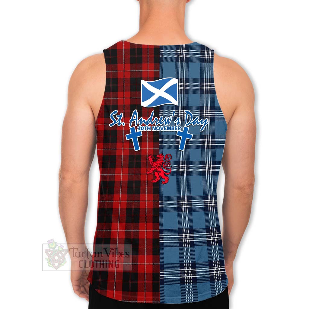 Tartan Vibes Clothing Cunningham Tartan Men's Tank Top Happy St. Andrew's Day Half Tartan Style