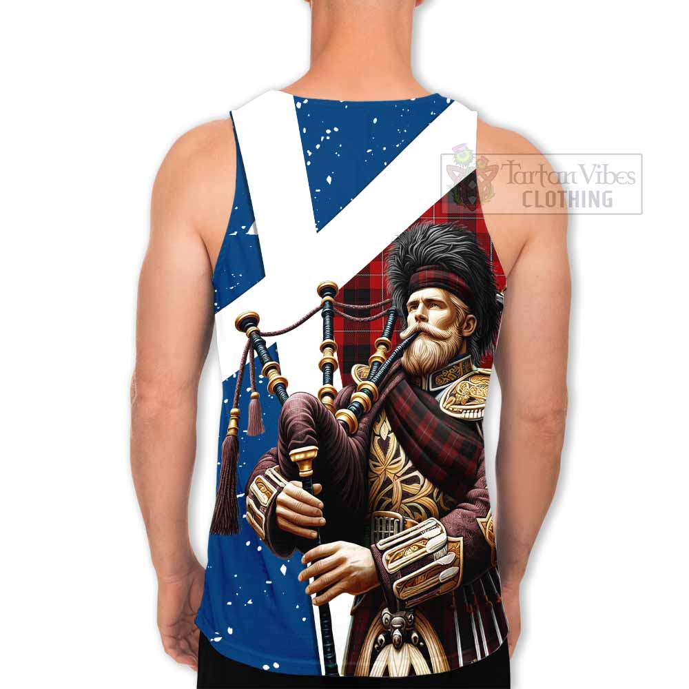 Cunningham Tartan Men's Tank Top with Family Crest Scottish Bagpiper Vibes