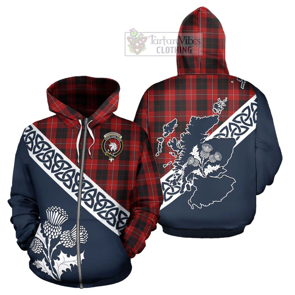 Tartan Vibes Clothing Cunningham Tartan Hoodie Featuring Thistle and Scotland Map