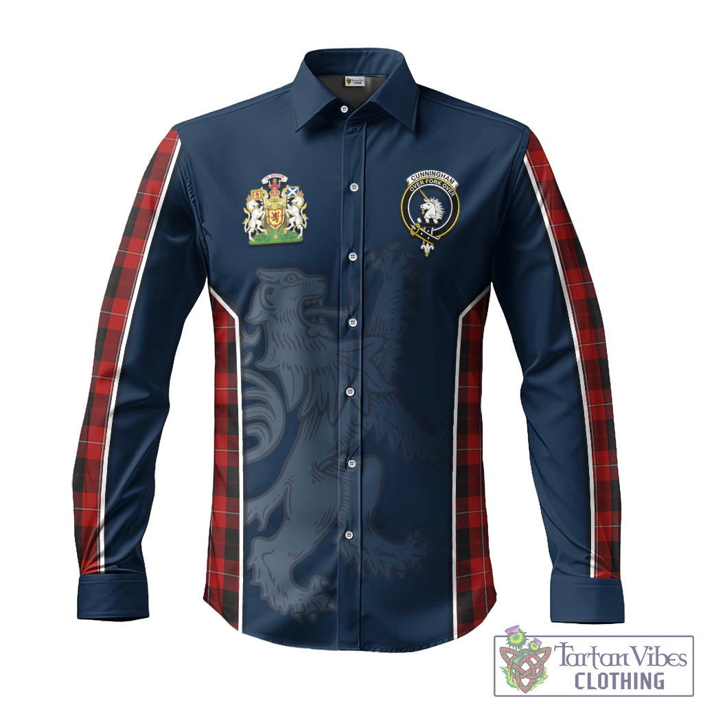 Tartan Vibes Clothing Cunningham Tartan Long Sleeve Button Up Shirt with Family Crest and Lion Rampant Vibes Sport Style