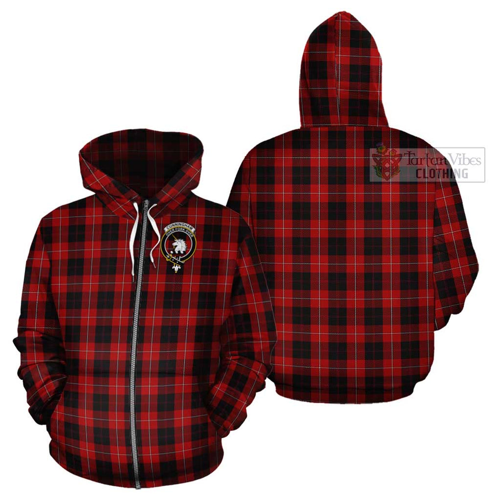 Cunningham Tartan Cotton Hoodie with Family Crest Zip Hoodie - Tartan Vibes Clothing