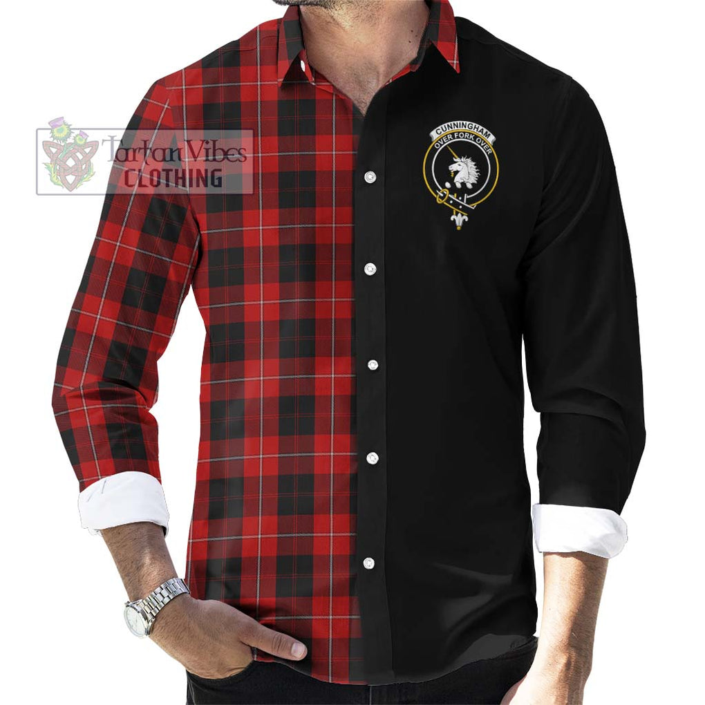 Cunningham Tartan Long Sleeve Button Shirt with Family Crest and Half Of Me Style - Tartanvibesclothing Shop