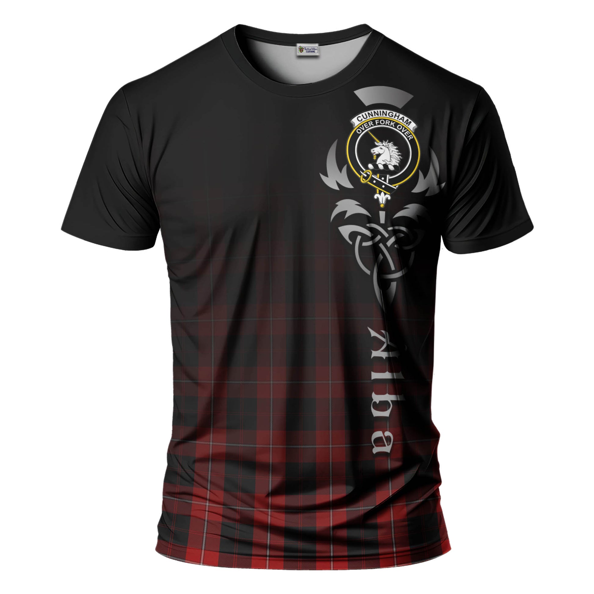 Tartan Vibes Clothing Cunningham Tartan T-Shirt Featuring Alba Gu Brath Family Crest Celtic Inspired