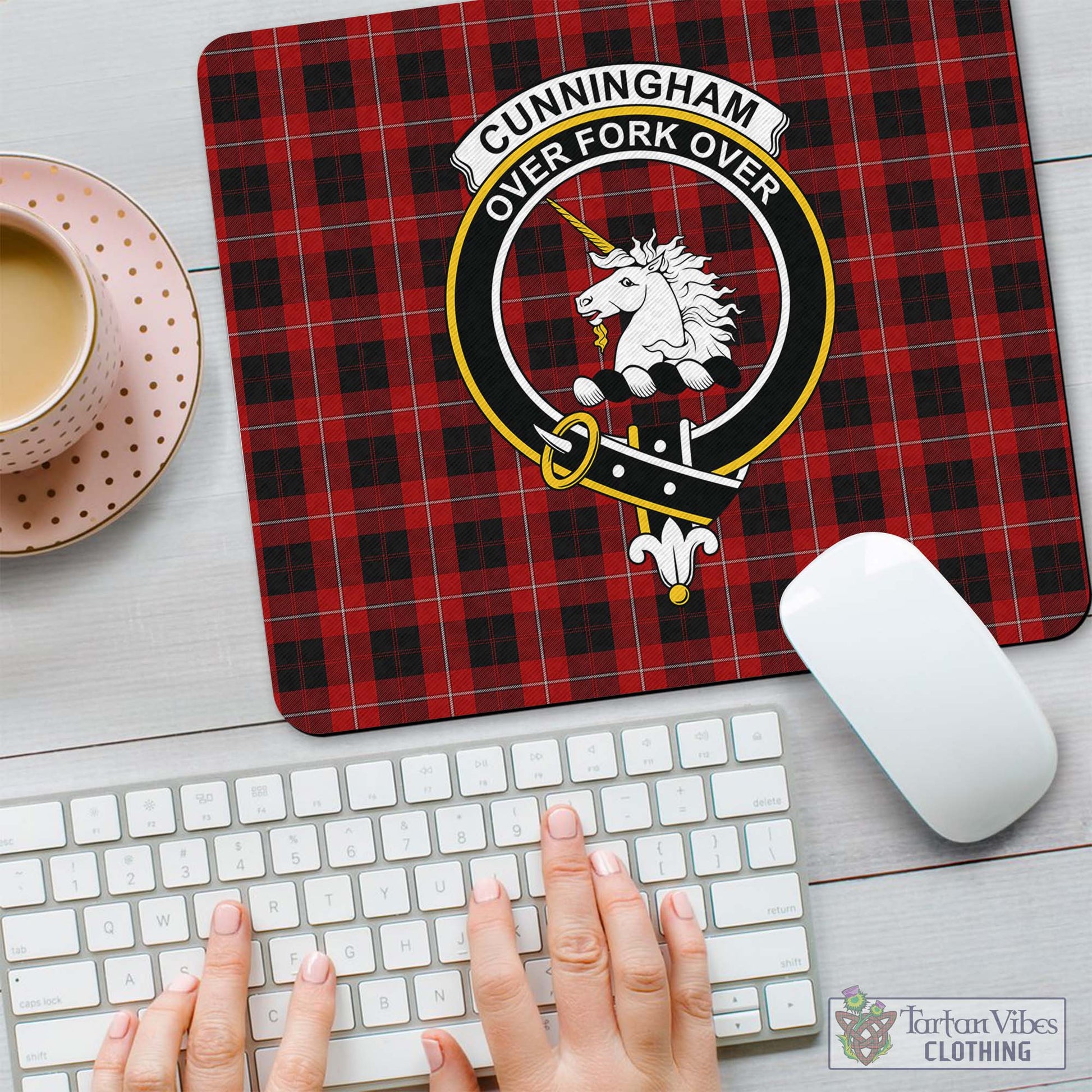 Tartan Vibes Clothing Cunningham Tartan Mouse Pad with Family Crest