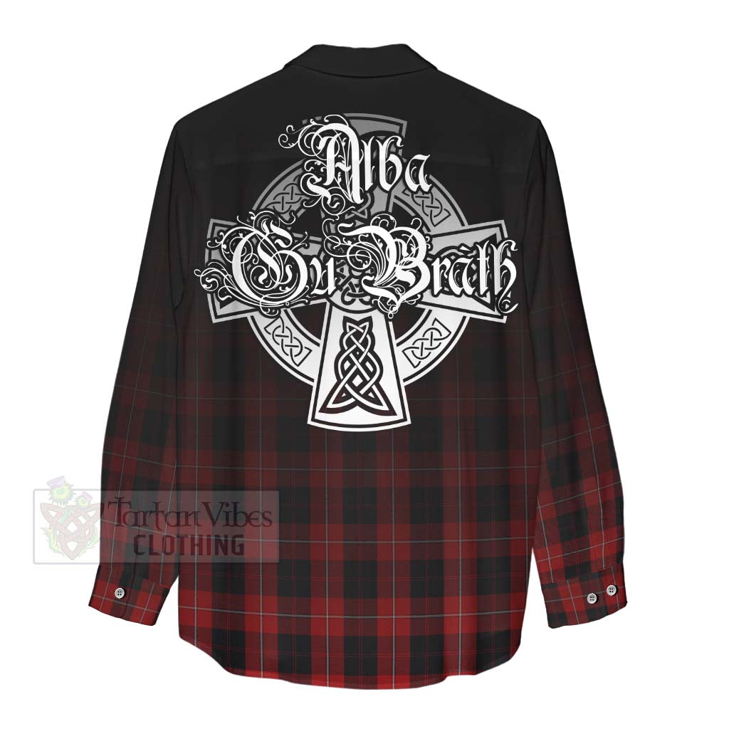 Tartan Vibes Clothing Cunningham Tartan Women's Casual Shirt Featuring Alba Gu Brath Family Crest Celtic Inspired