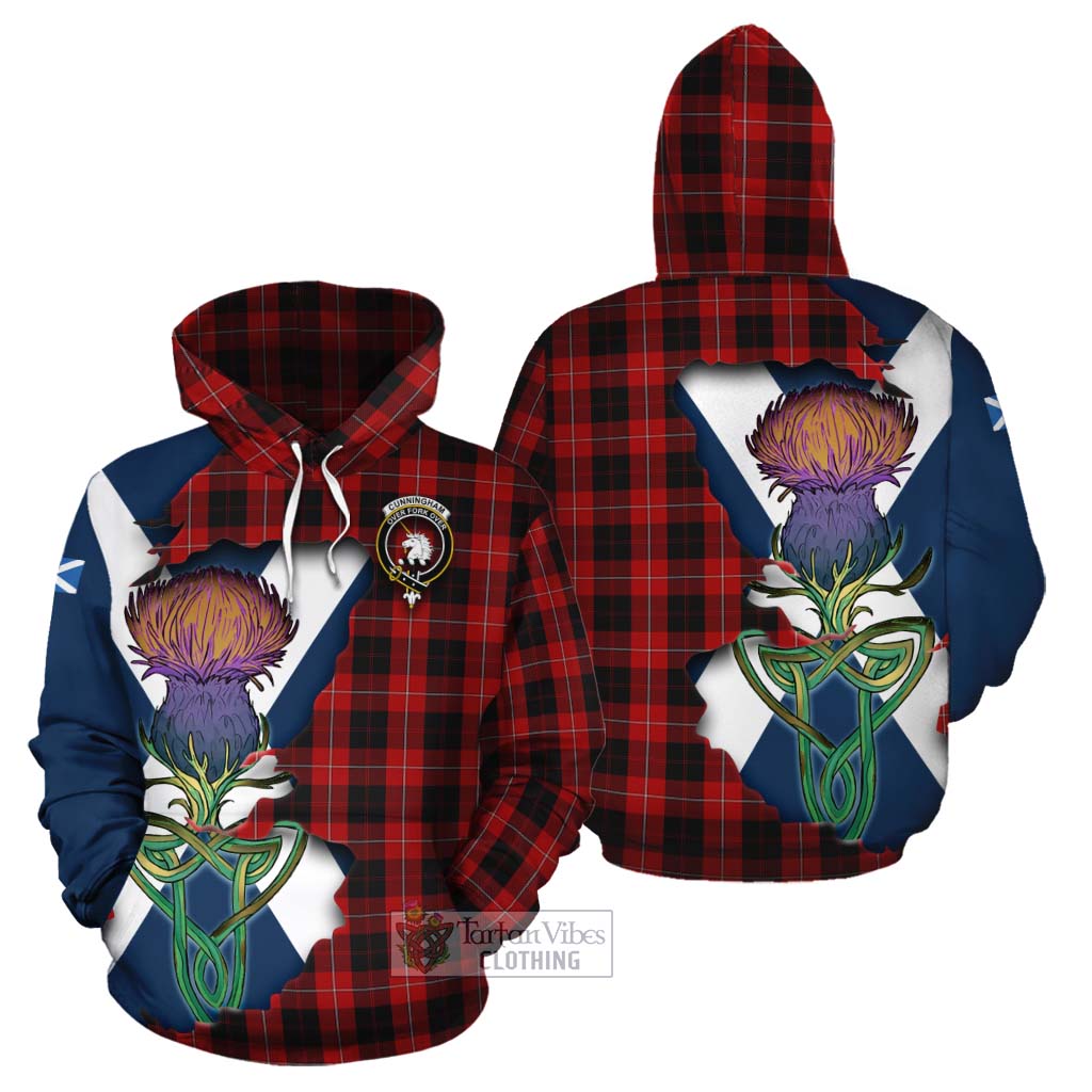 Cunningham Tartan Family Crest Cotton Hoodie Scottish Thistle Celtic Inspired - Tartan Vibes Clothing