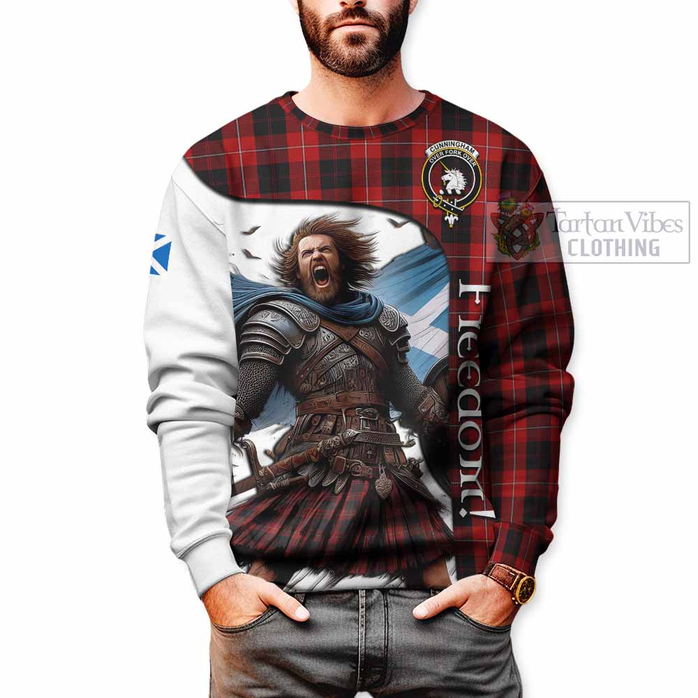 Tartan Vibes Clothing Cunningham Crest Tartan Sweatshirt Inspired by the Freedom of Scottish Warrior