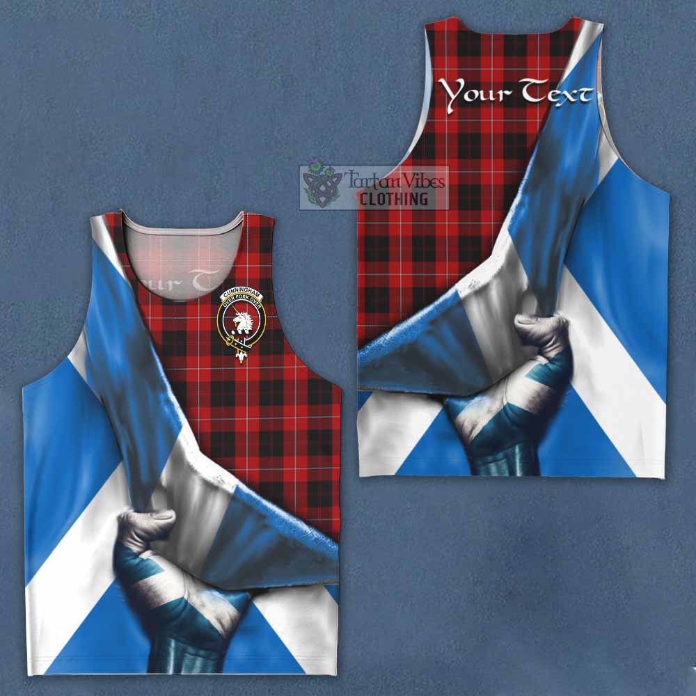 Tartan Vibes Clothing Cunningham Tartan Men's Tank Top with Family Crest Scotland Patriotic Style