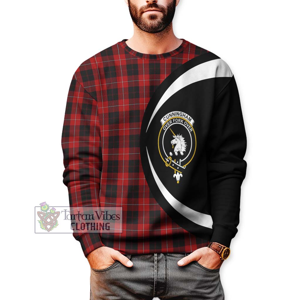 Cunningham Tartan Sweatshirt with Family Crest Circle Style - Tartan Vibes Clothing