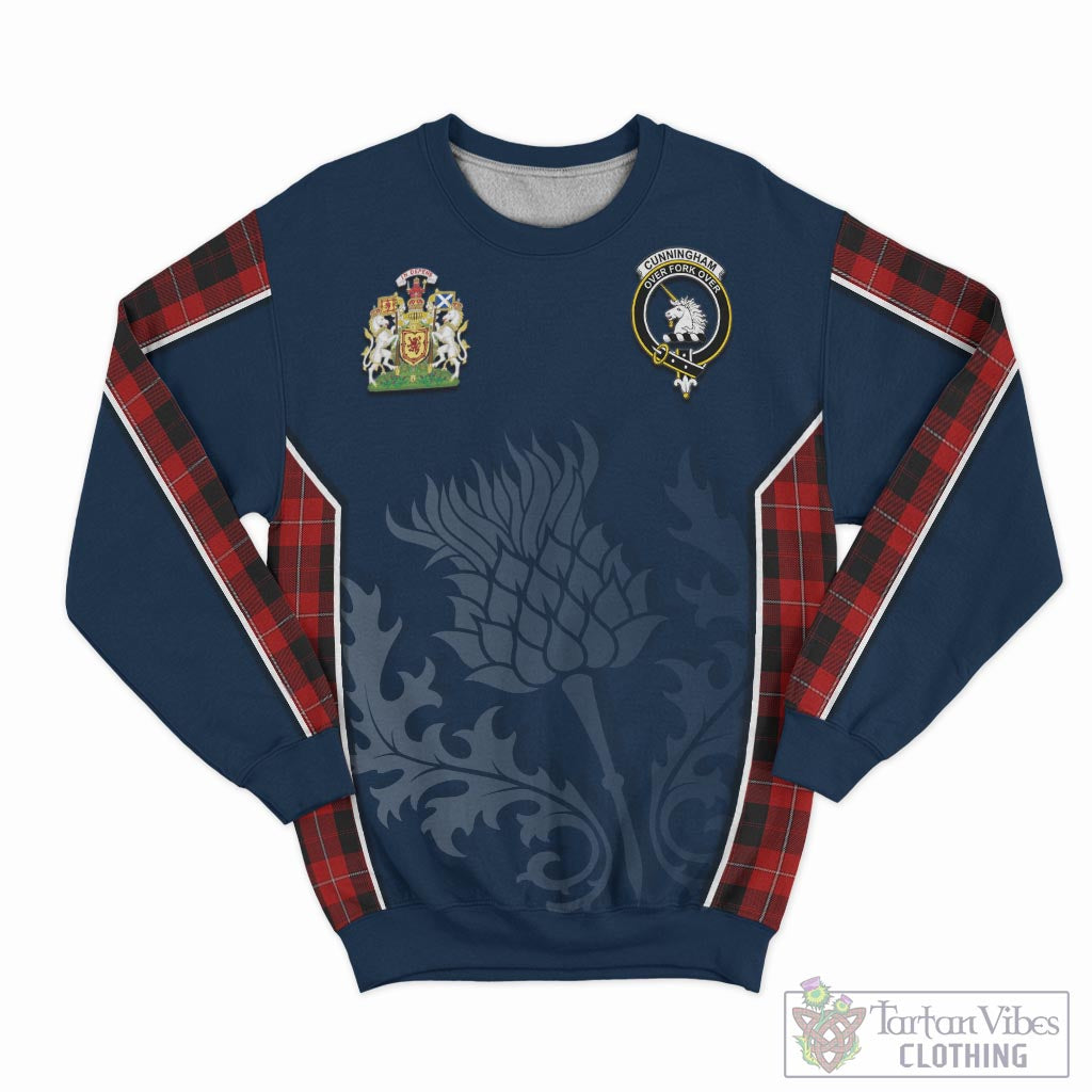 Tartan Vibes Clothing Cunningham Tartan Sweatshirt with Family Crest and Scottish Thistle Vibes Sport Style