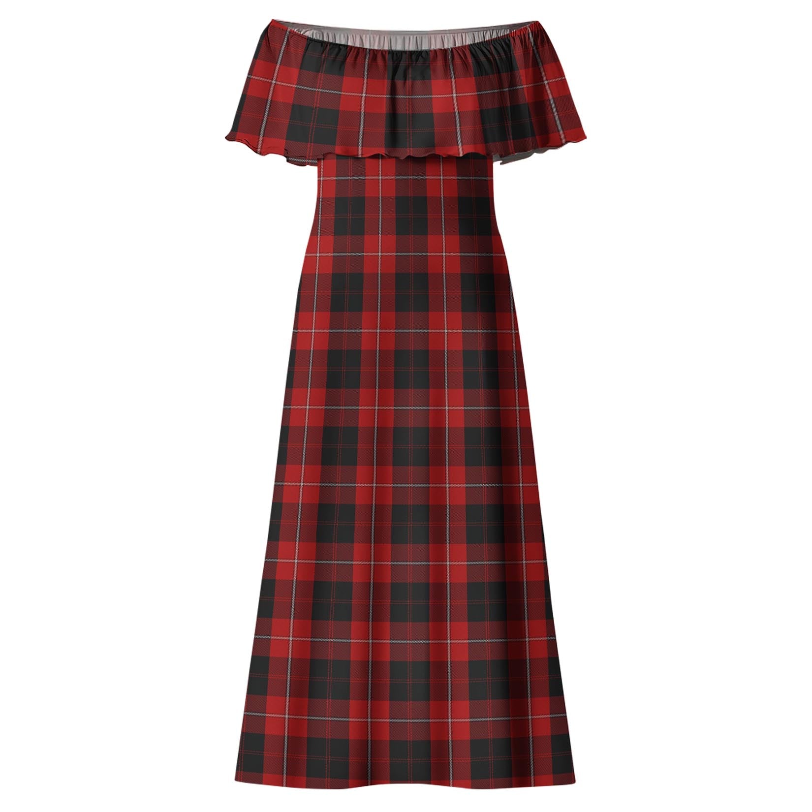 Cunningham Tartan Off Shoulder Long Dress - Tartanvibesclothing