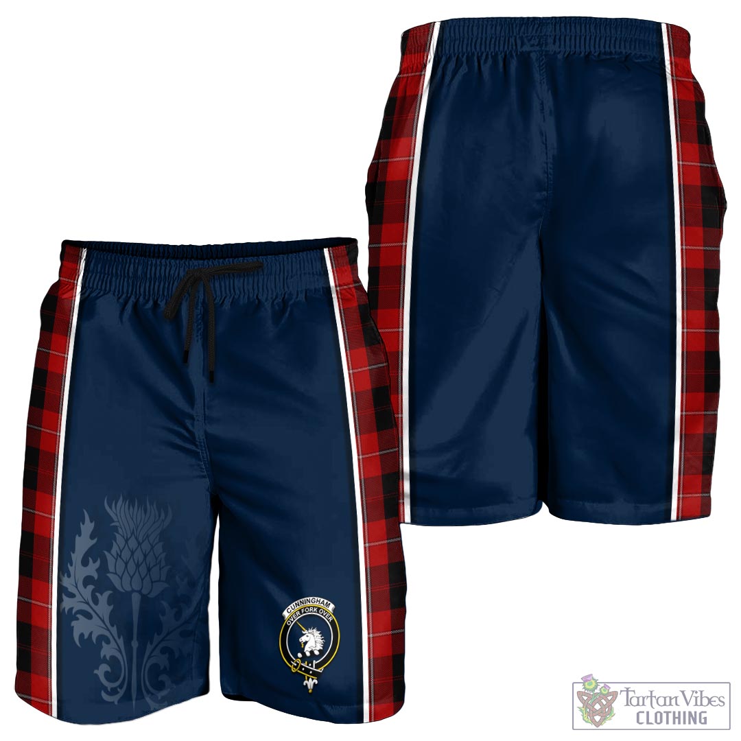 Tartan Vibes Clothing Cunningham Tartan Men's Shorts with Family Crest and Scottish Thistle Vibes Sport Style