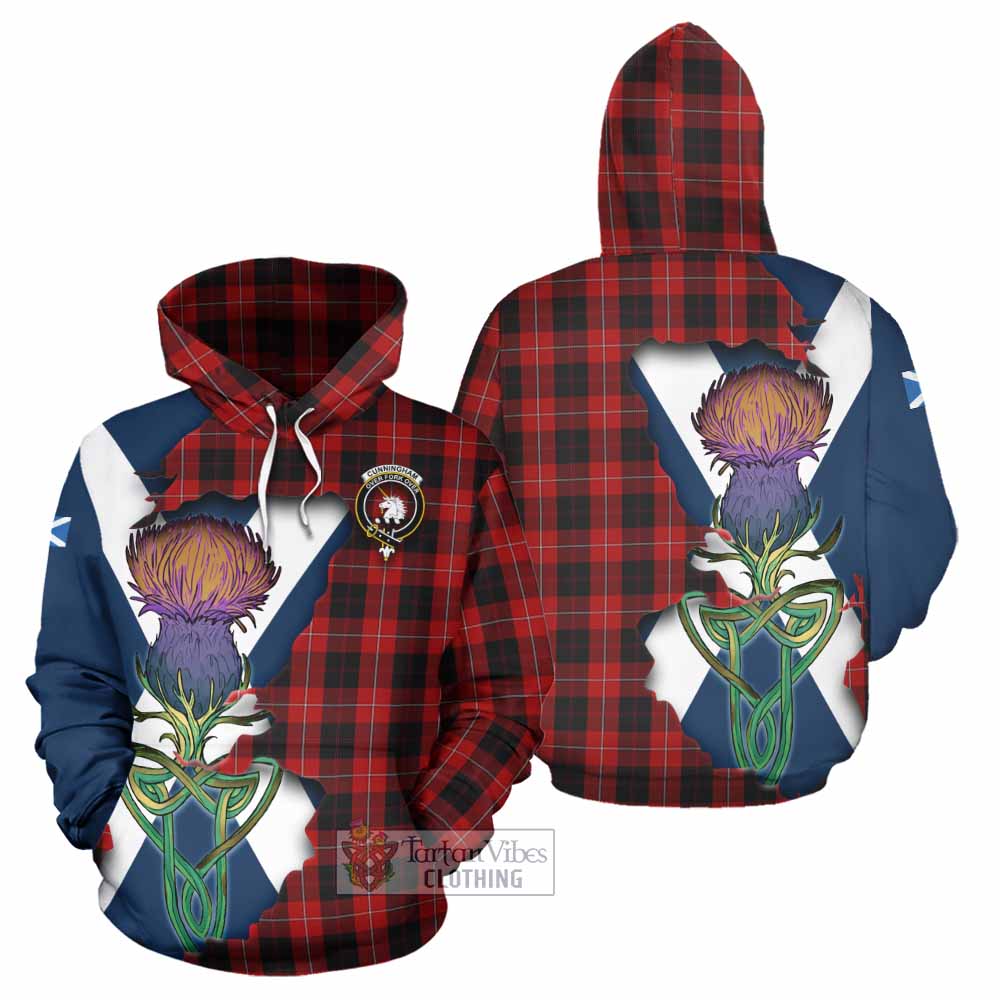 Cunningham Tartan Family Crest Hoodie Scottish Thistle Celtic Inspired - Tartan Vibes Clothing