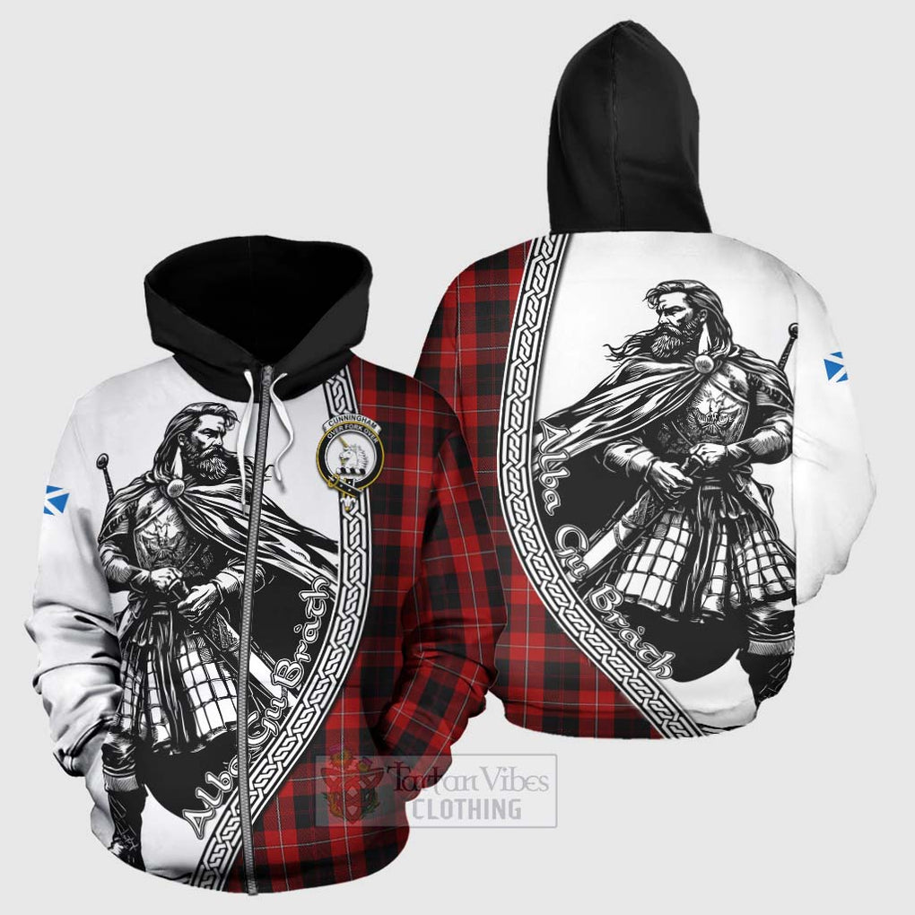 Tartan Vibes Clothing Cunningham Tartan Clan Crest Hoodie with Highlander Warrior Celtic Style