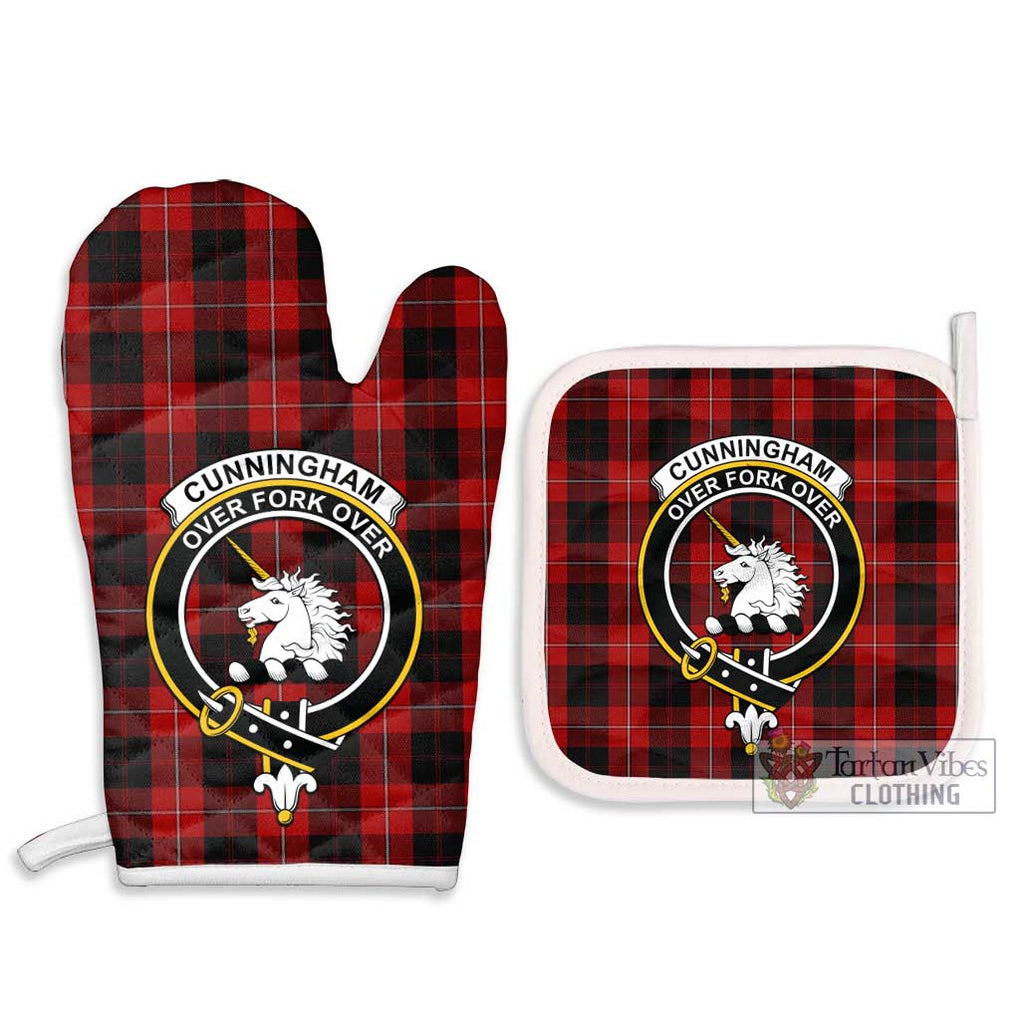 Cunningham Tartan Combo Oven Mitt & Pot-Holder with Family Crest Combo 1 Oven Mitt & 2 Pot-Holder White - Tartan Vibes Clothing