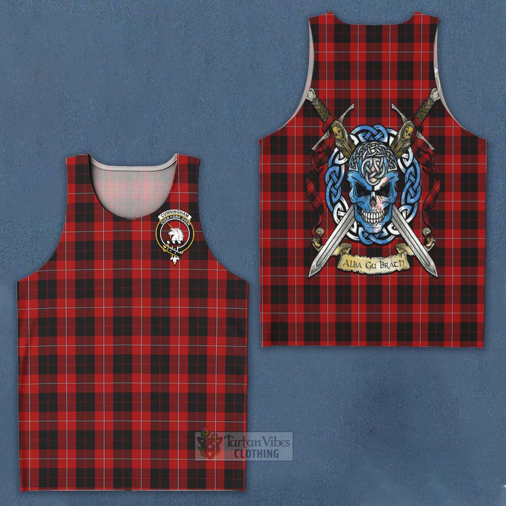 Tartan Vibes Clothing Cunningham Tartan Men's Tank Top with Family Crest Celtic Skull Style