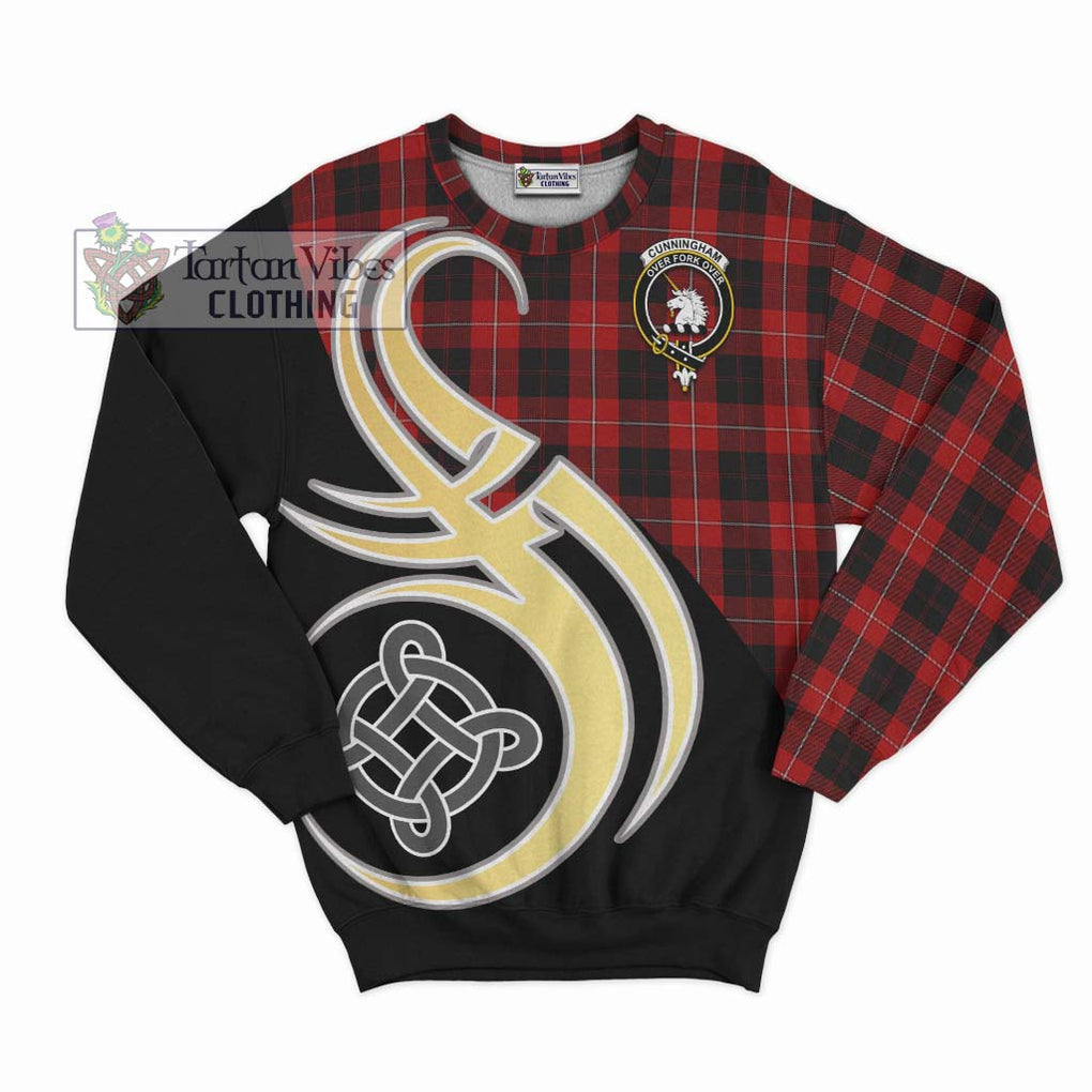 Cunningham Tartan Sweatshirt with Family Crest and Celtic Symbol Style - Tartan Vibes Clothing