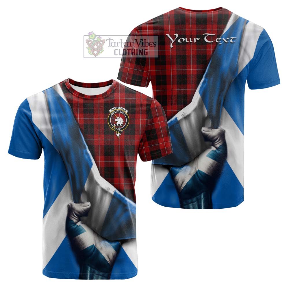 Tartan Vibes Clothing Cunningham Tartan Cotton T-shirt with Family Crest Scotland Patriotic Style