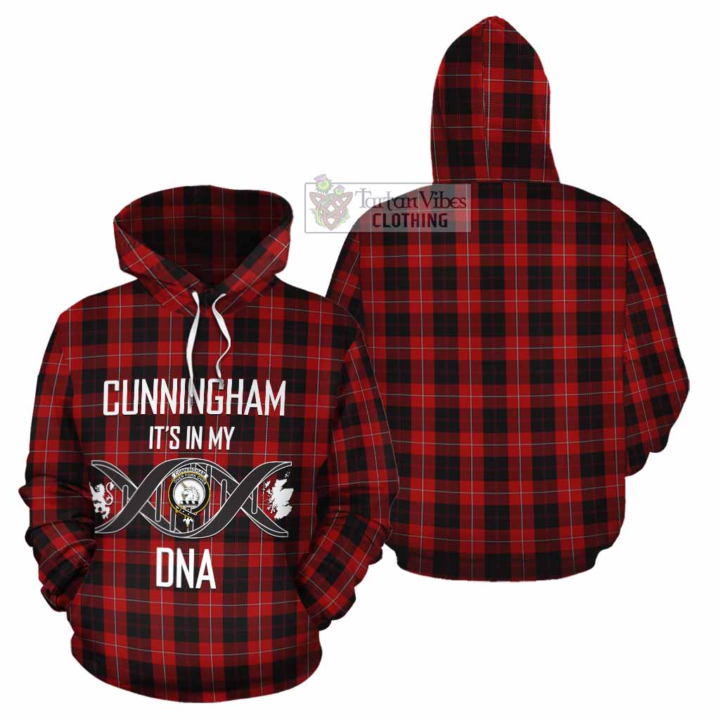 Tartan Vibes Clothing Cunningham Tartan Cotton Hoodie with Family Crest DNA In Me Style