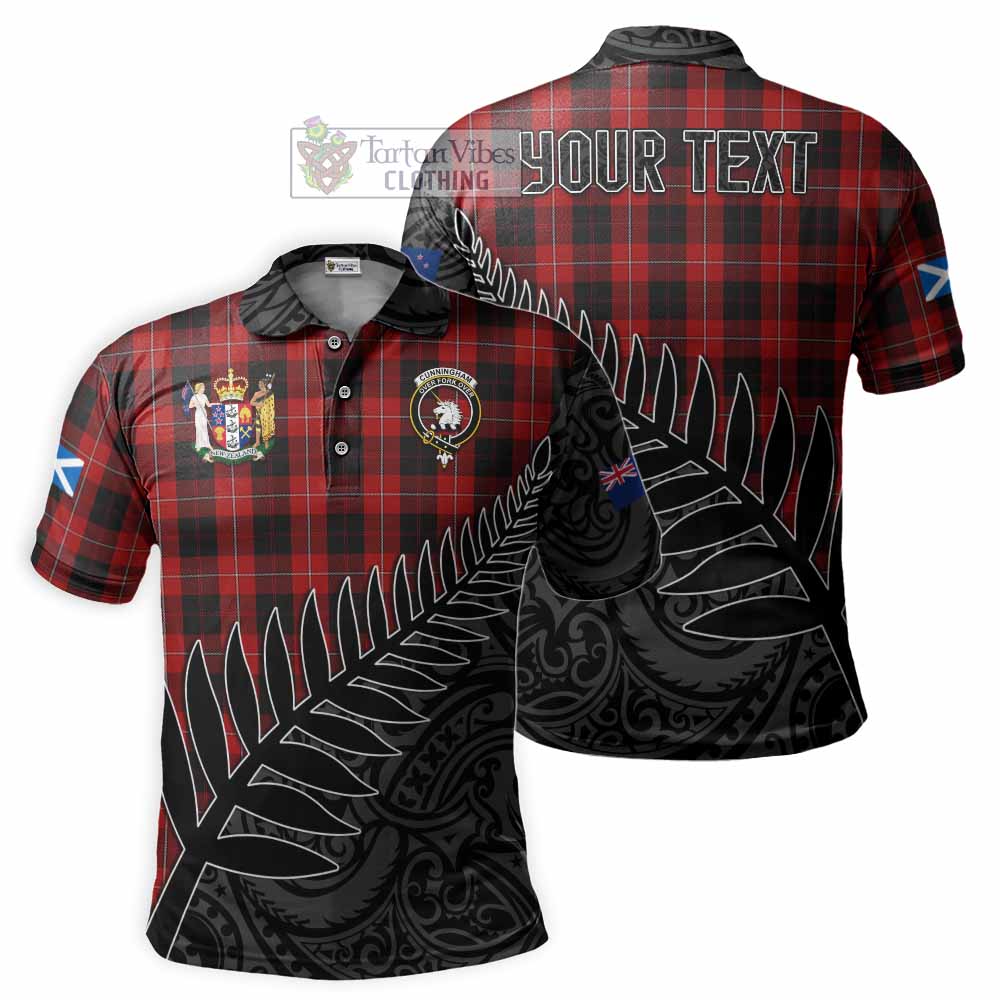 Cunningham Crest Tartan Polo Shirt with New Zealand Silver Fern Half Style