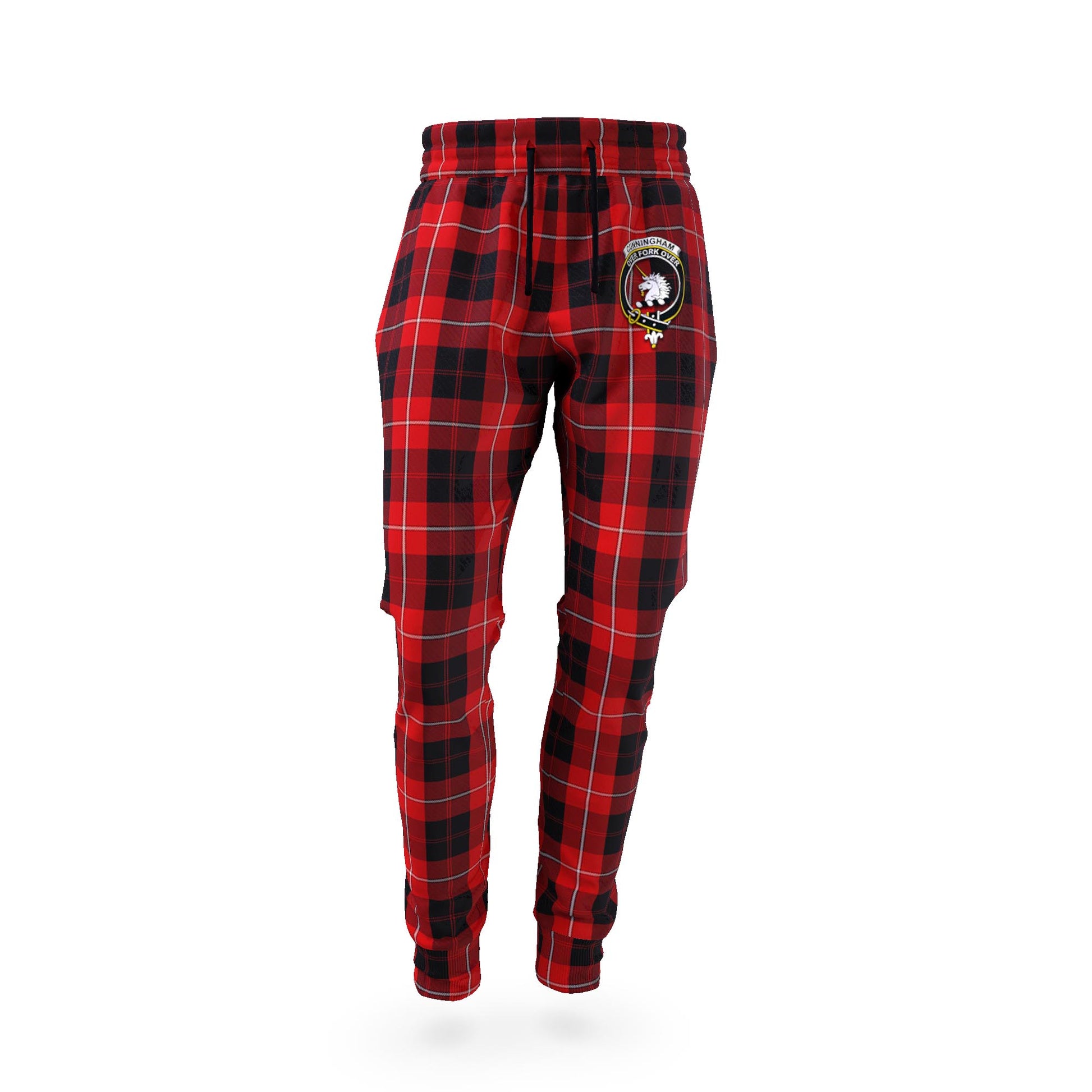 Cunningham Tartan Joggers Pants with Family Crest - Tartan Vibes Clothing