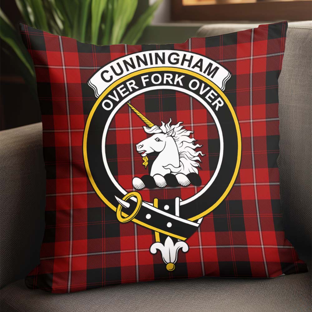 Cunningham Tartan Pillow Cover with Family Crest - Tartanvibesclothing