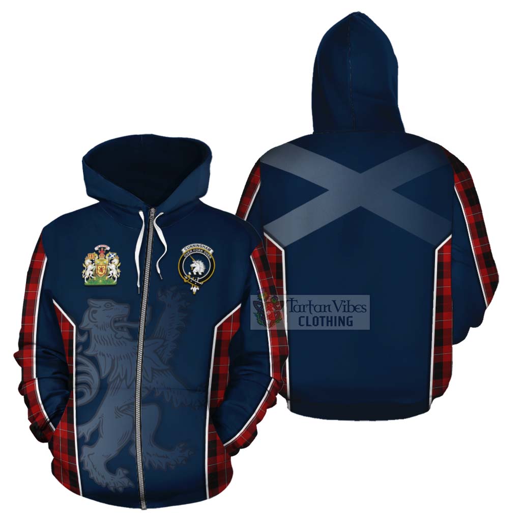 Tartan Vibes Clothing Cunningham Tartan Cotton Hoodie with Family Crest and Lion Rampant Vibes Sport Style