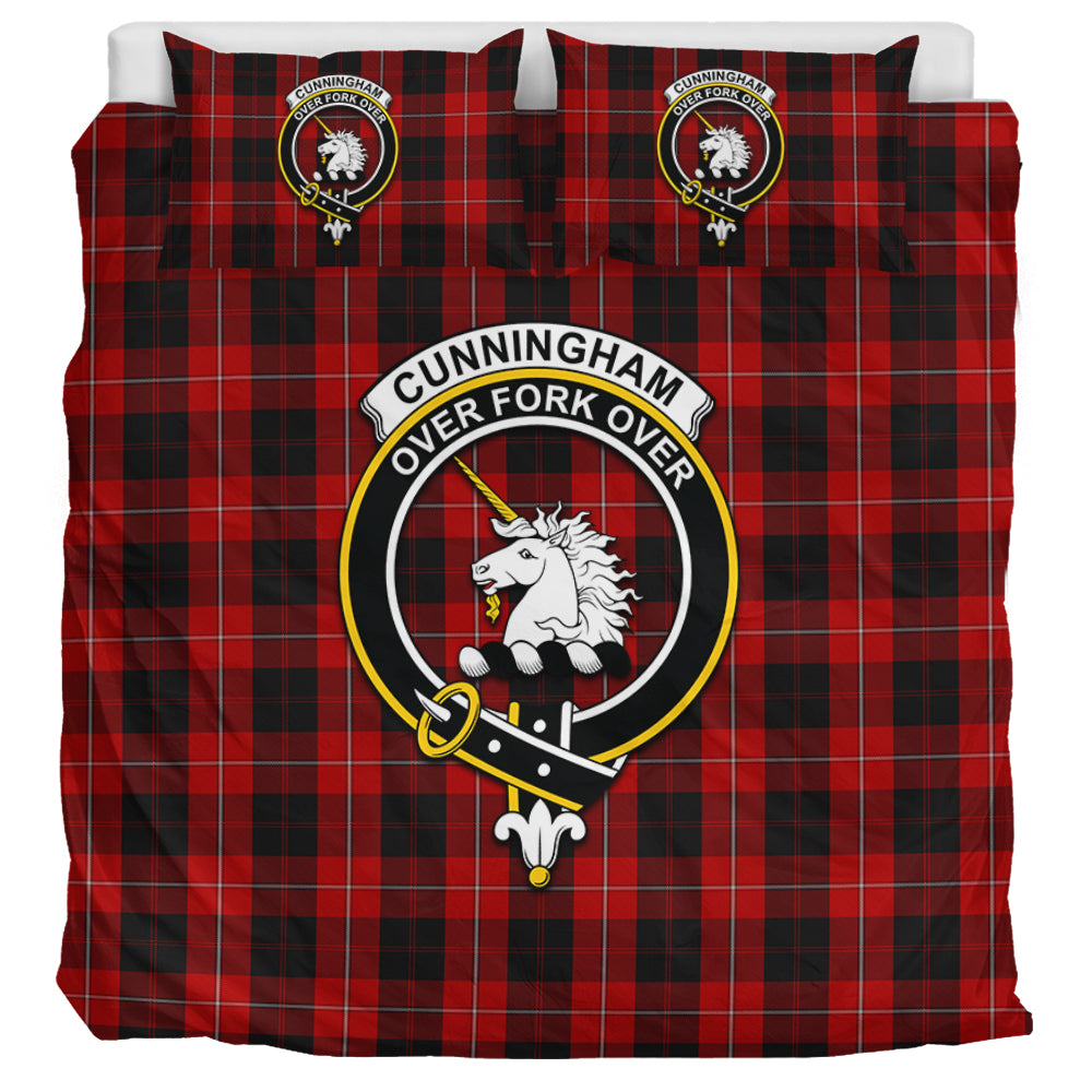 Cunningham Tartan Bedding Set with Family Crest UK Bedding Set UK Super King 104*94 inch - Tartan Vibes Clothing