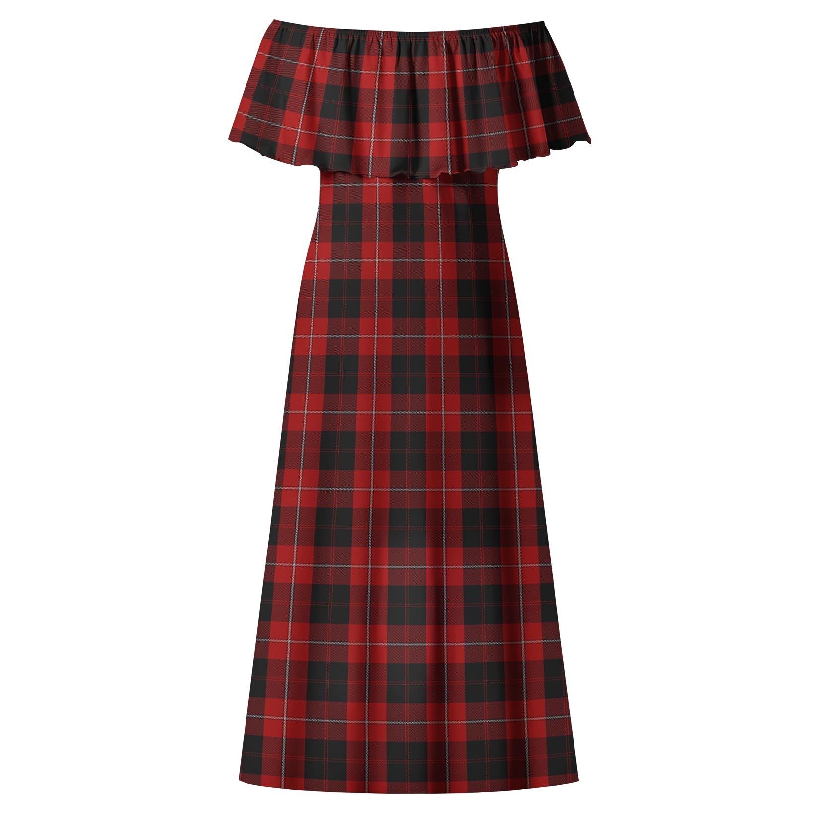 Cunningham Tartan Off Shoulder Long Dress - Tartanvibesclothing