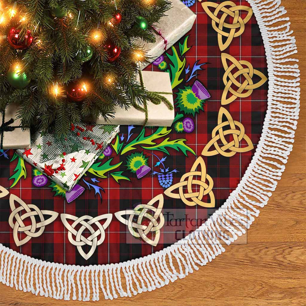 Tartan Vibes Clothing Cunningham Tartan Christmas Tree Skirt with Thistle Celtic Knot Style