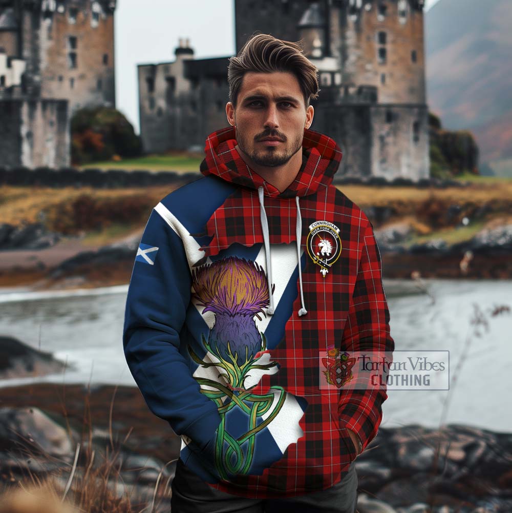 Cunningham Tartan Family Crest Cotton Hoodie Scottish Thistle Celtic Inspired - Tartan Vibes Clothing