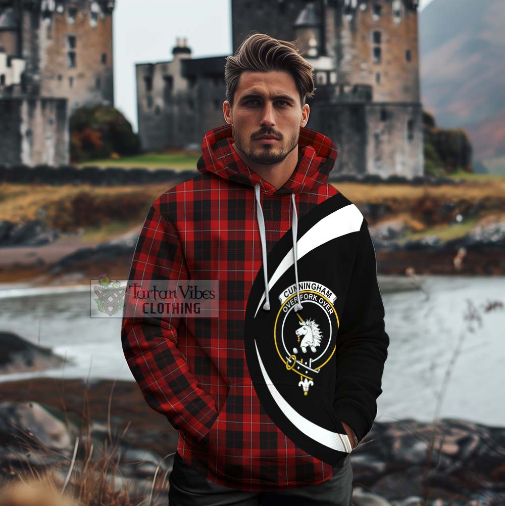 Tartan Vibes Clothing Cunningham Tartan Cotton Hoodie with Family Crest Circle Style