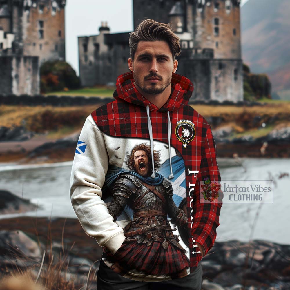 Tartan Vibes Clothing Cunningham Crest Tartan Cotton Hoodie Inspired by the Freedom of Scottish Warrior