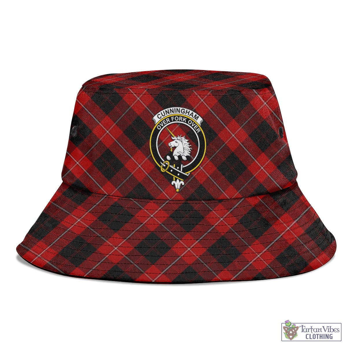 Tartan Vibes Clothing Cunningham Tartan Bucket Hat with Family Crest