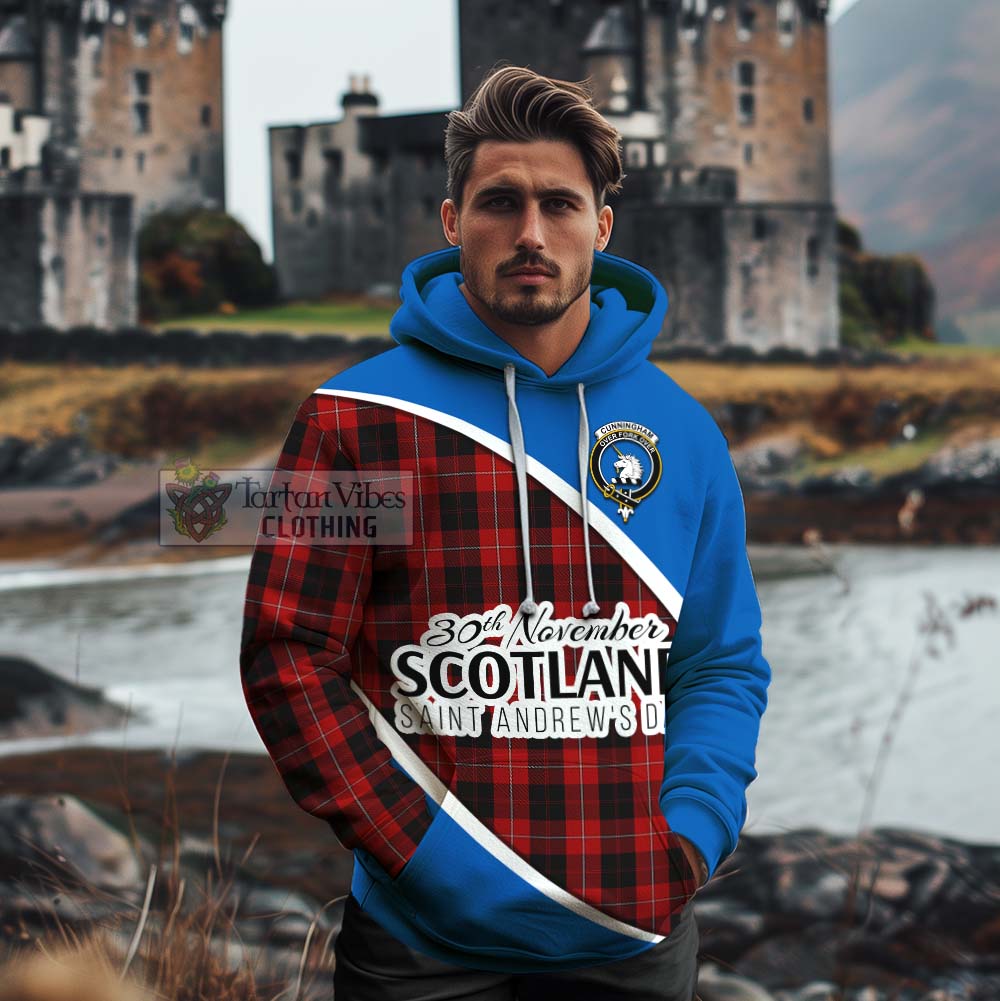 Tartan Vibes Clothing Cunningham Family Crest Tartan Cotton Hoodie Celebrate Saint Andrew's Day in Style