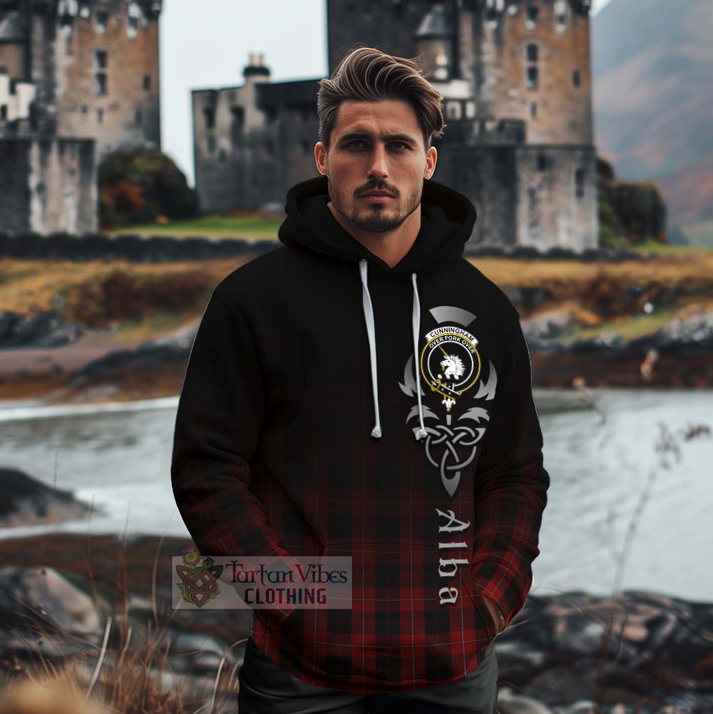 Tartan Vibes Clothing Cunningham Tartan Cotton Hoodie Featuring Alba Gu Brath Family Crest Celtic Inspired