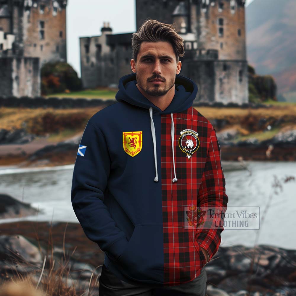 Tartan Vibes Clothing Cunningham Tartan Cotton Hoodie Alba with Scottish Lion Royal Arm Half Style