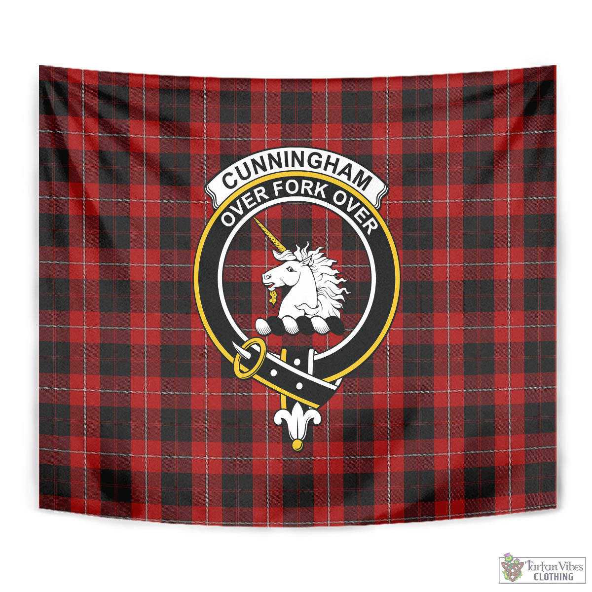 Tartan Vibes Clothing Cunningham Tartan Tapestry Wall Hanging and Home Decor for Room with Family Crest