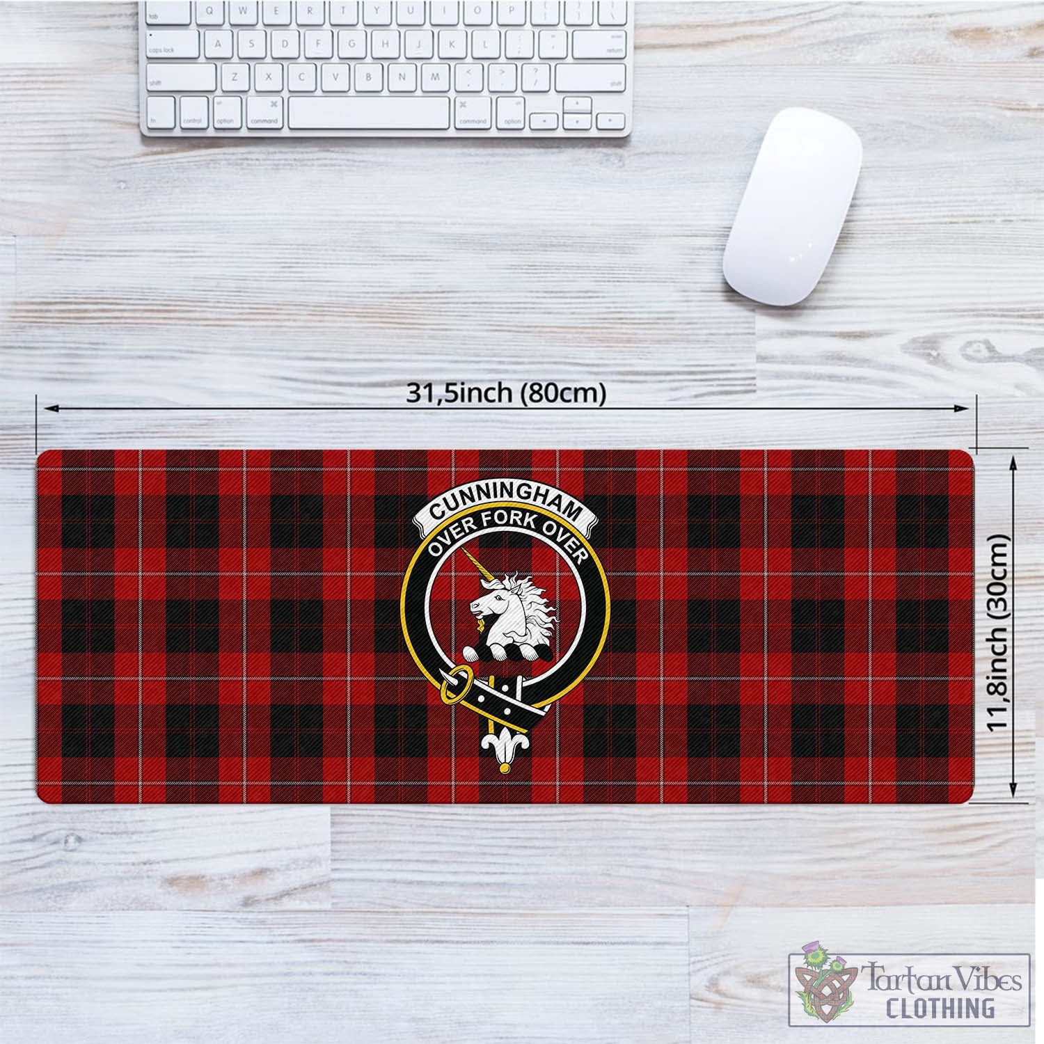 Tartan Vibes Clothing Cunningham Tartan Mouse Pad with Family Crest