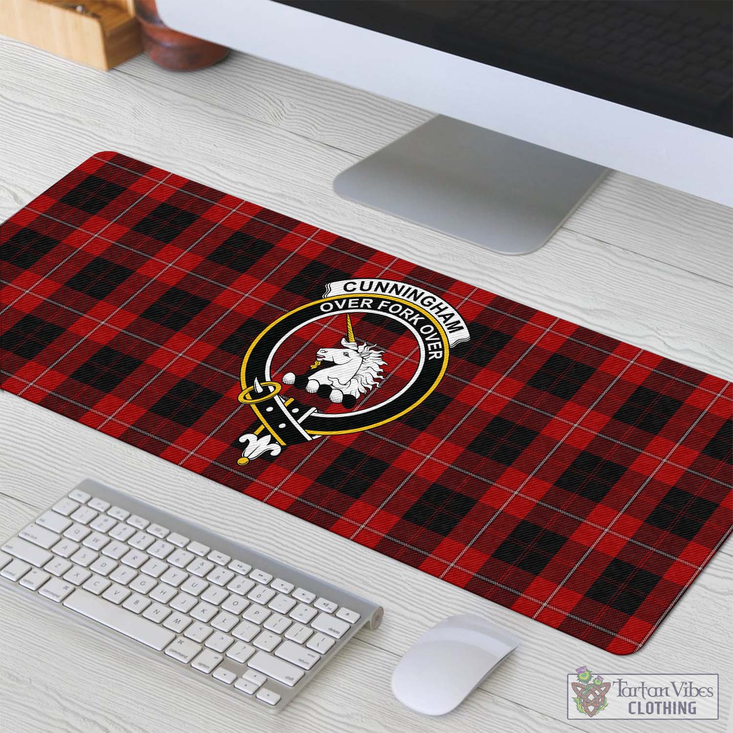 Tartan Vibes Clothing Cunningham Tartan Mouse Pad with Family Crest