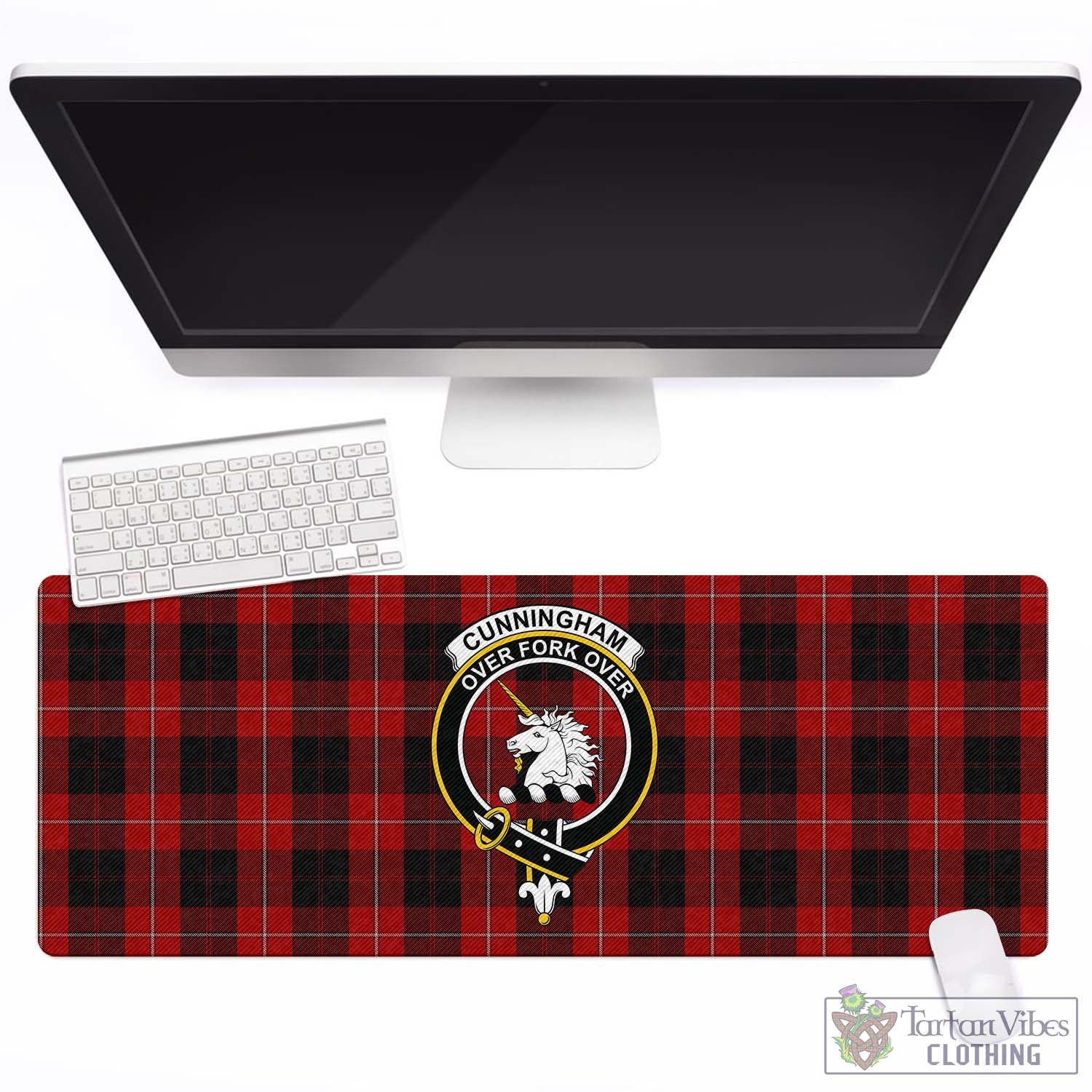 Tartan Vibes Clothing Cunningham Tartan Mouse Pad with Family Crest