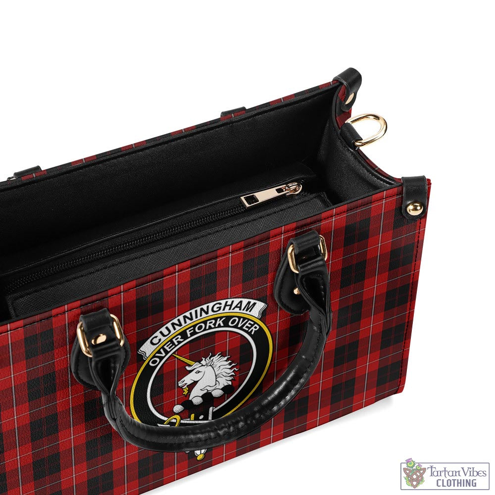 Tartan Vibes Clothing Cunningham Tartan Luxury Leather Handbags with Family Crest