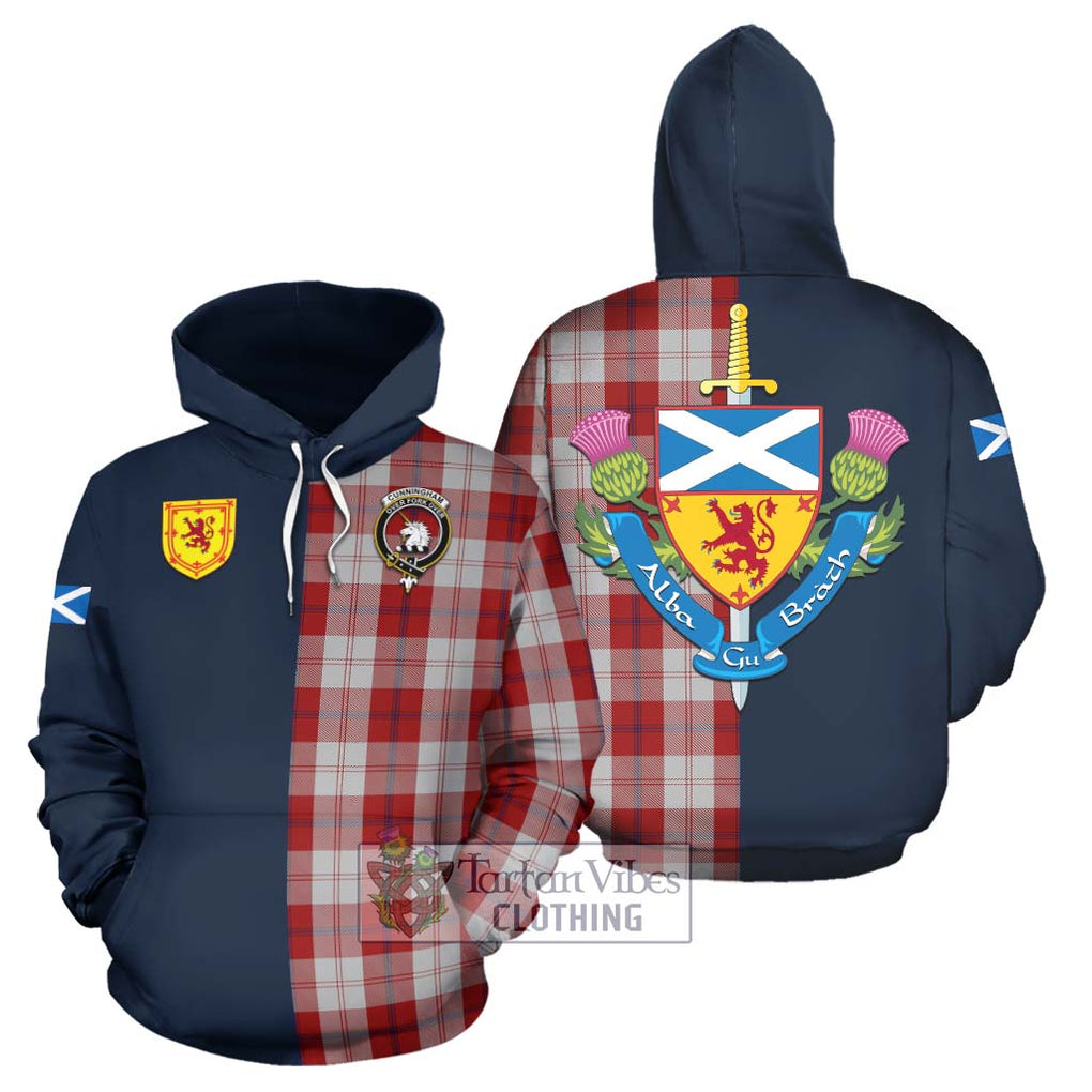 Tartan Vibes Clothing Cunningham Dress Tartan Hoodie with Scottish Lion Royal Arm Half Style