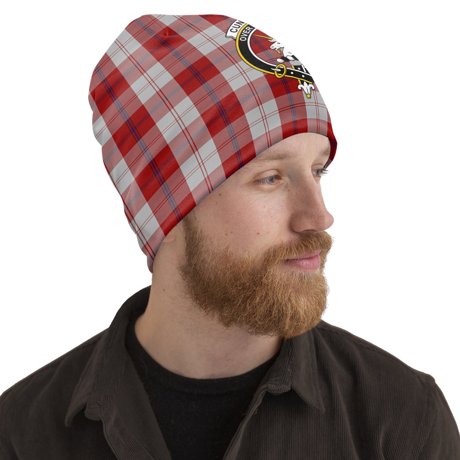 Cunningham Dress Tartan Beanies Hat with Family Crest One Size 10.5*10.2 inches - Tartan Vibes Clothing