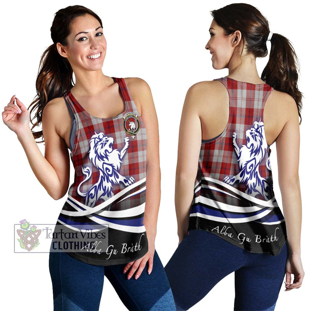 Cunningham Dress Tartan Women's Racerback Tanks with Alba Gu Brath Regal Lion Emblem 4XL - Tartanvibesclothing Shop