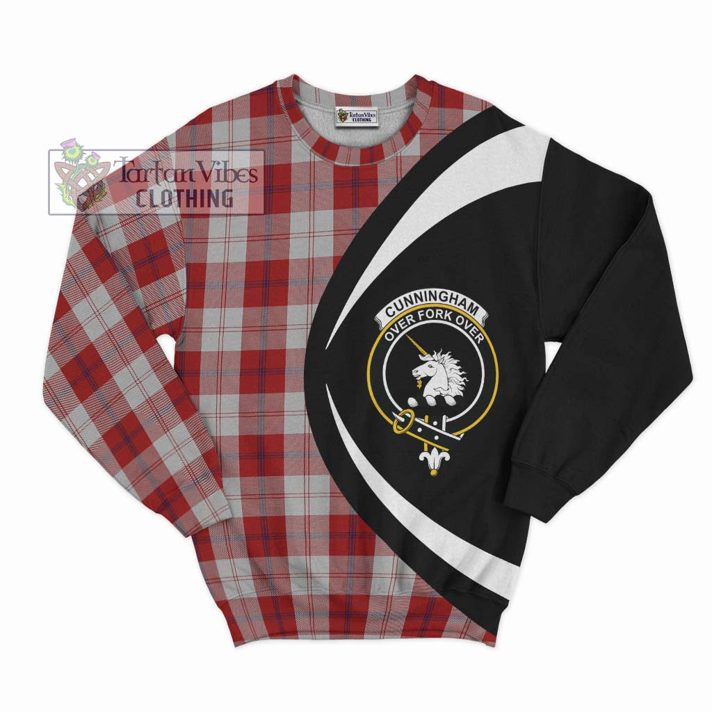 Cunningham Dress Tartan Sweatshirt with Family Crest Circle Style Unisex - Tartan Vibes Clothing