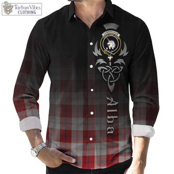 Cunningham Dress Tartan Long Sleeve Button Up Featuring Alba Gu Brath Family Crest Celtic Inspired