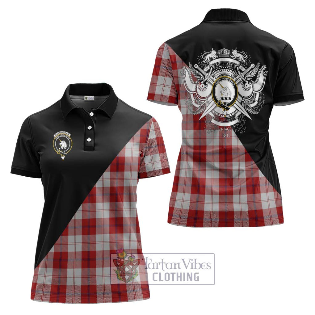 Cunningham Dress Tartan Women's Polo Shirt with Family Crest and Military Logo Style Women - Tartanvibesclothing Shop