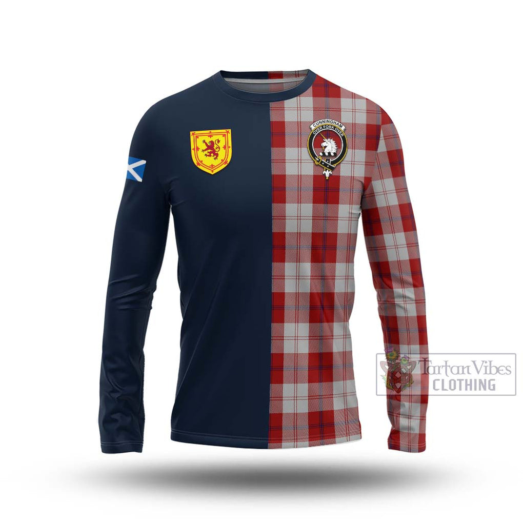 Tartan Vibes Clothing Cunningham Dress Tartan Long Sleeve T-Shirt with Scottish Lion Royal Arm Half Style