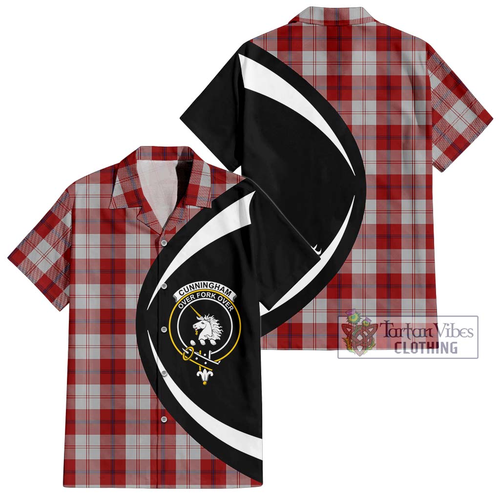 Cunningham Dress Tartan Short Sleeve Button Up with Family Crest Circle Style Kid - Tartan Vibes Clothing